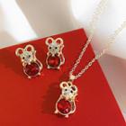 Rhinestone Mouse Stud Earring / Necklace
