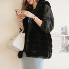 Hooded Faux-fur Vest Black - One Size