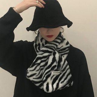 Zebra Print Scarf Black & White - One Size