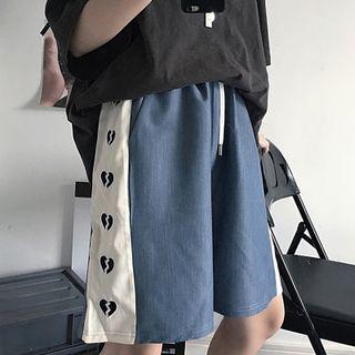 Embroidered Paneled Wide-leg Shorts