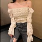 Off-shoulder Open-knit Panel Top