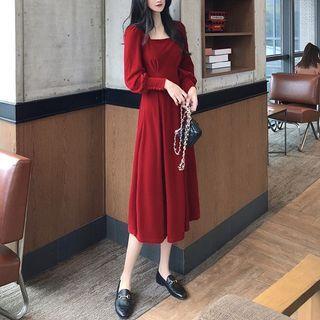 Square Neck Velvet Dress