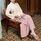 Set: Long-sleeve Hanfu Embroidered Top + Midi Skirt