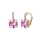Simple And Elegant Plated Champagne Gold Geometric Pink Austrian Element Crystal Earrings Champagne - One Size