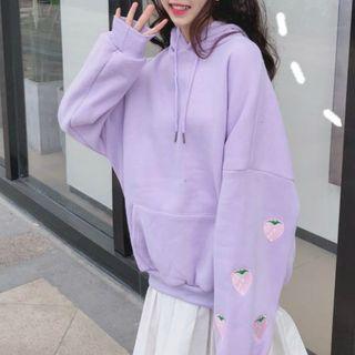 Strawberry Embroidered Boxy Hoodie