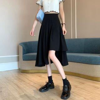 Asymmetrical Plain Midi A-line Skirt
