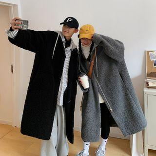 Mock Two-piece Fleece Long Coat