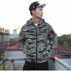 Letter Camo Hooded Jacket