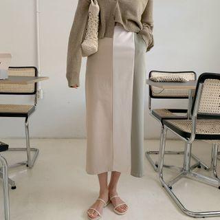 Color-block Long H-line Skirt