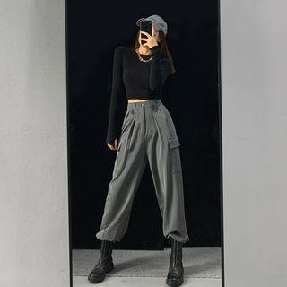 Adhesive Tab-hem Cargo Dress Pants