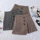 Asymmetric Plaid Mini A-line Pleated Skirt