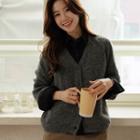 Raglan V-neck Fluffy Cardigan