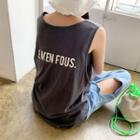 Letter-printed U-neck Loose-fit Tank Top