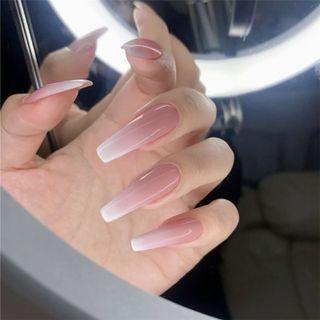 Gradient Faux Nail Tips 60 - Gradient - Pink & White - One Size