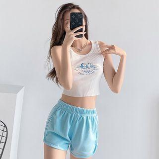 Angel-print Crop Tank Top
