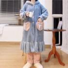 Rabbit Ear Hooded Fleece Button-up Robe / Pants