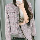 Set: Pocket-detail Tweed Jacket + A-line Skirt