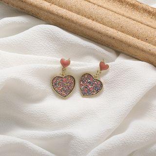 Glitter Heart Drop Dangle Earring As Shown In Figure - One Size