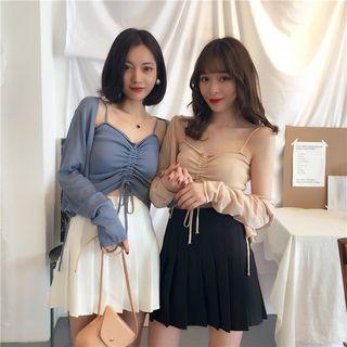 Set: Knit Camisole Top + Open Front Cardigan