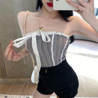Plaid Tube Top Gingham - Black & White - One Size