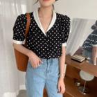 Dotted Short-sleeve Shirt Black - One Size
