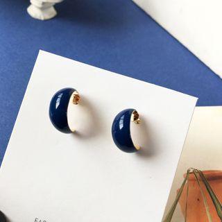 Alloy Open Hoop Earring 1 Pair - S925 - Blue - One Size