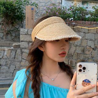 Tassel Trim Woven Visor Hat