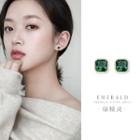 Square Rhinestone Stud Earring 1 Pair - Gold - One Size