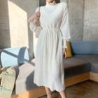 Knit-panel Laced Dress Cream - One Size