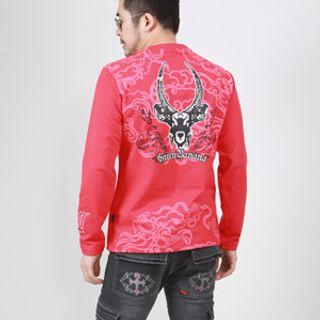 Round-neck Printed T-shirt (red) Xl