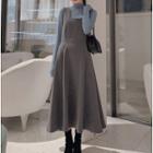 Turtleneck Knit Top / Sleeveless Midi Dress