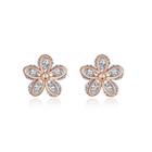 Fashion Elegant Plated Rose Gold Cubic Zirconia Stud Earrings Rose Gold - One Size