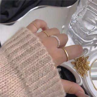 Set Of 4: Alloy Ring (various Designs) Set Of 4 - 06 - J0113 - Gold - One Size