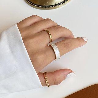 Set Of 3: Alloy Open Rings Gold - One Size