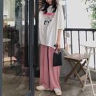 Printed Elbow-sleeve T-shirt / Wide-leg Pants