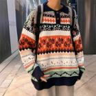 Geometric Polo Neck Sweater