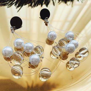 Faux Pearl Faux Crystal Dangle Earring 1 Pair - As Shown In Figure - One Size