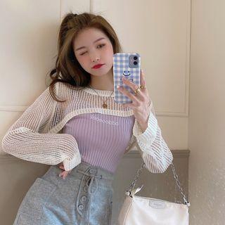 Spaghetti Strap Knit Top / Crochet Knit Sweater