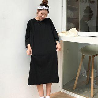 Slit Side Long-sleeve Midi T-shirt Dress