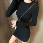 Long-sleeve Midi Sheath T-shirt Dress