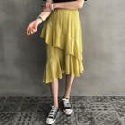 Ruffle-trim Tiered Midi Skirt