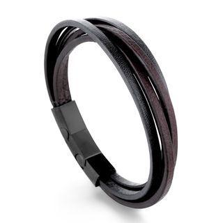 Steel Buckle Bracelet 21cm - Black & Dark Brown - One Size