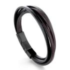 Steel Buckle Bracelet 21cm - Black & Dark Brown - One Size