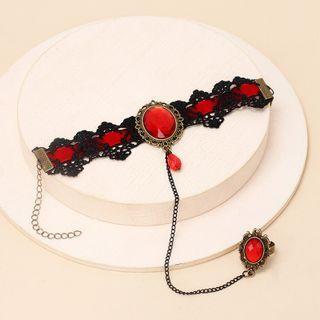 Gemstone Lace Bracelet With Ring