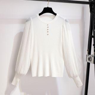 Sheer Panel Knit Top / Midi A-line Skirt