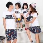 Family Set: Floral Print Panel Short-sleeve T-shirt + Shorts / Skirt
