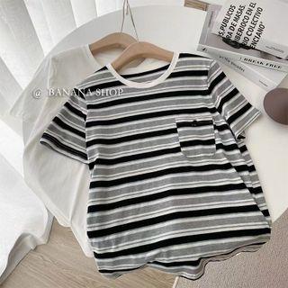 Round-neck Color-block Striped Top
