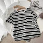 Round-neck Color-block Striped Top