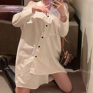 Irregular Halter Dress White - One Size