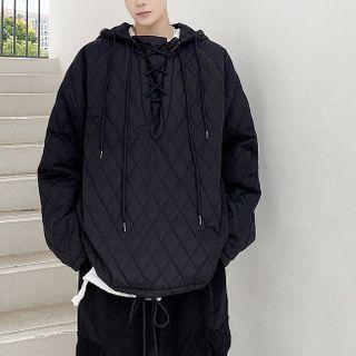 Lace-up Argyle Hoodie